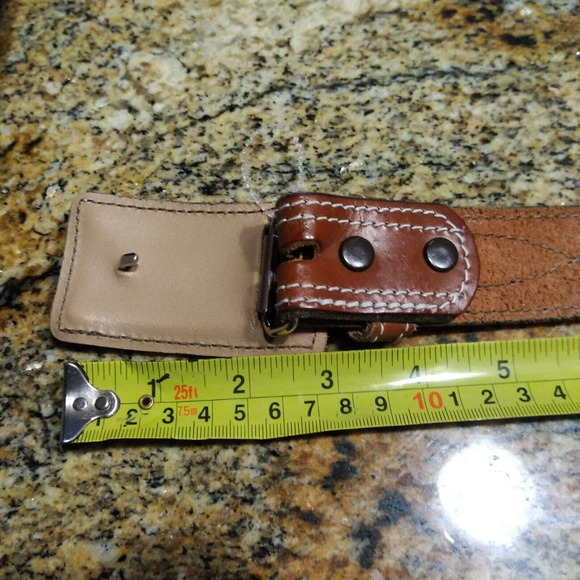 Chambers Sz 36 Tooled Leather Belt And Buckle Hand Finished Western - Picture 14 of 14